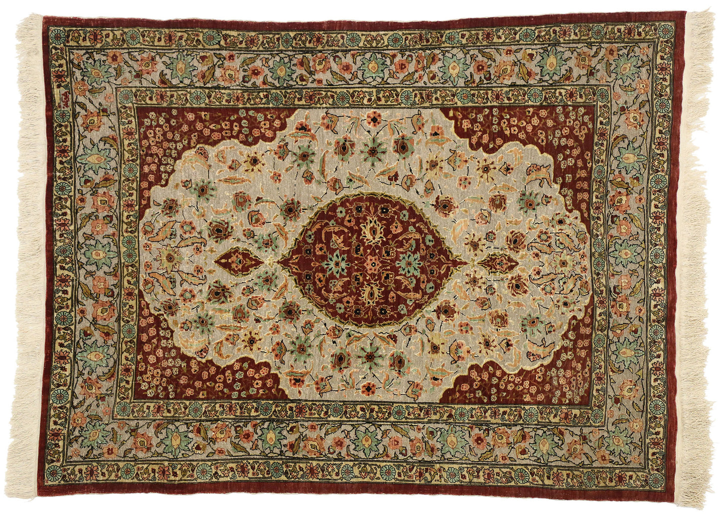 3 x 4 Antique Turkish Silk Hereke Rug 77024
