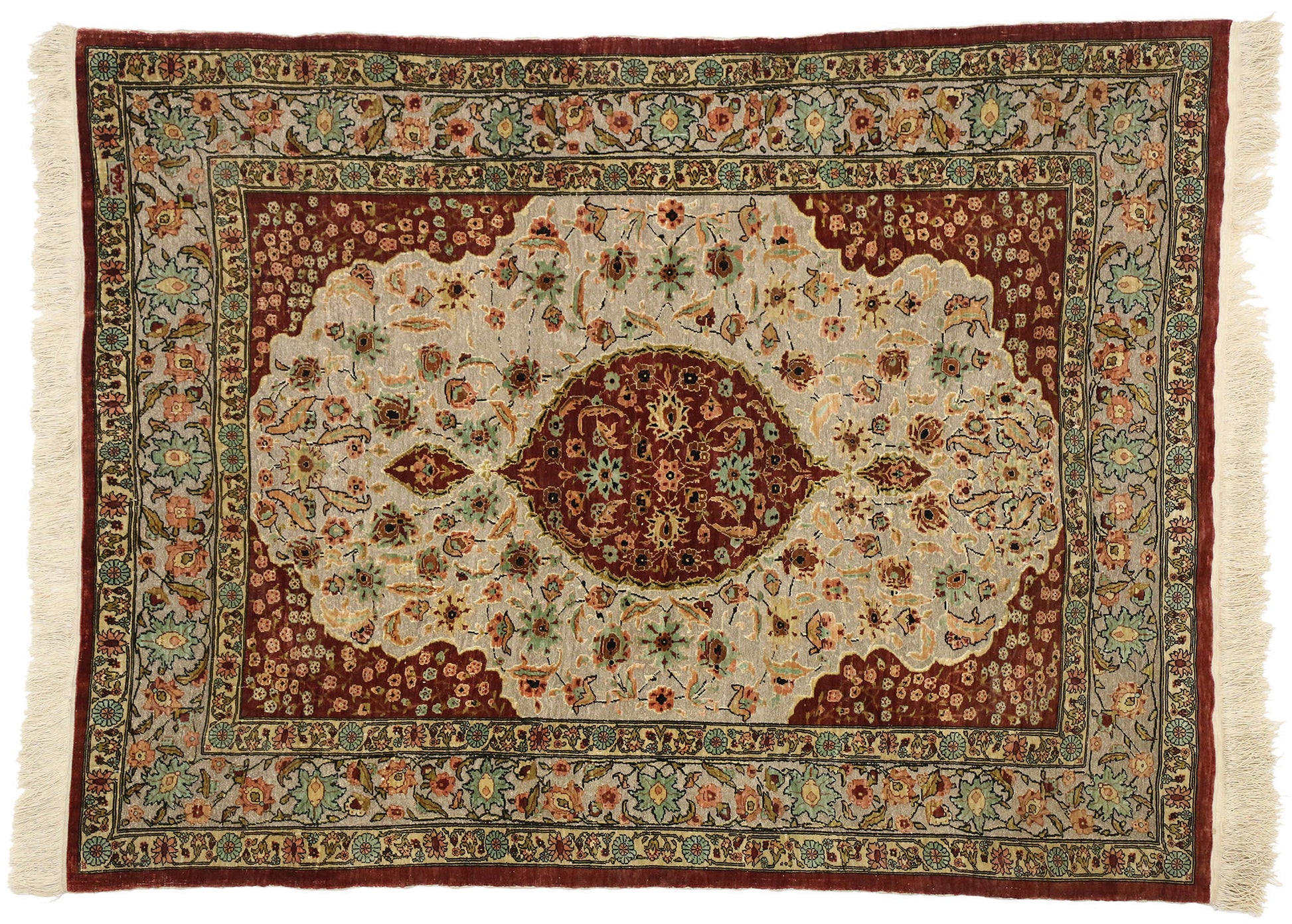 3 x 4 Antique Turkish Silk Hereke Rug 77024