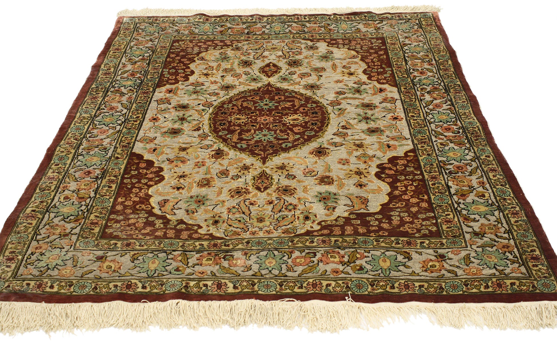 3 x 4 Antique Turkish Silk Hereke Rug 77024