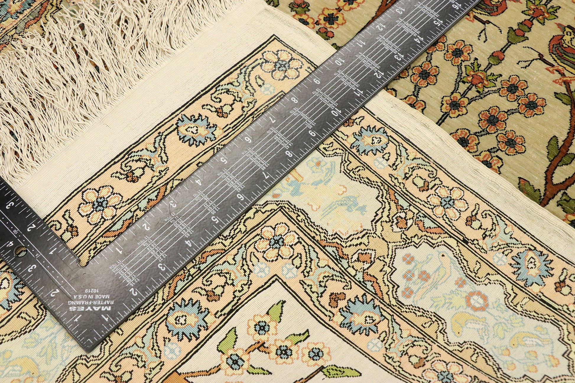 3 x 3 Vintage Turkish Silk Hereke Prayer Rug 77026
