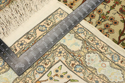 3 x 3 Vintage Turkish Silk Hereke Prayer Rug 77026