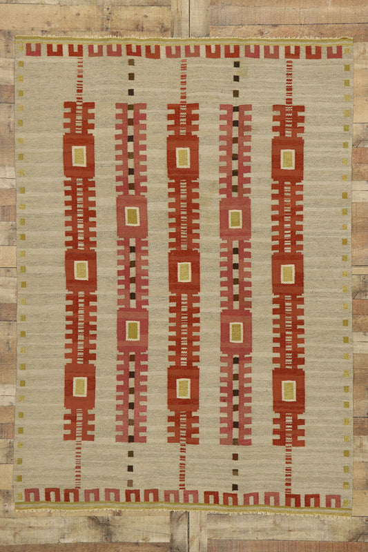 6 x 8 Vintage Scandinavian Swedish Kilim Rug 77038