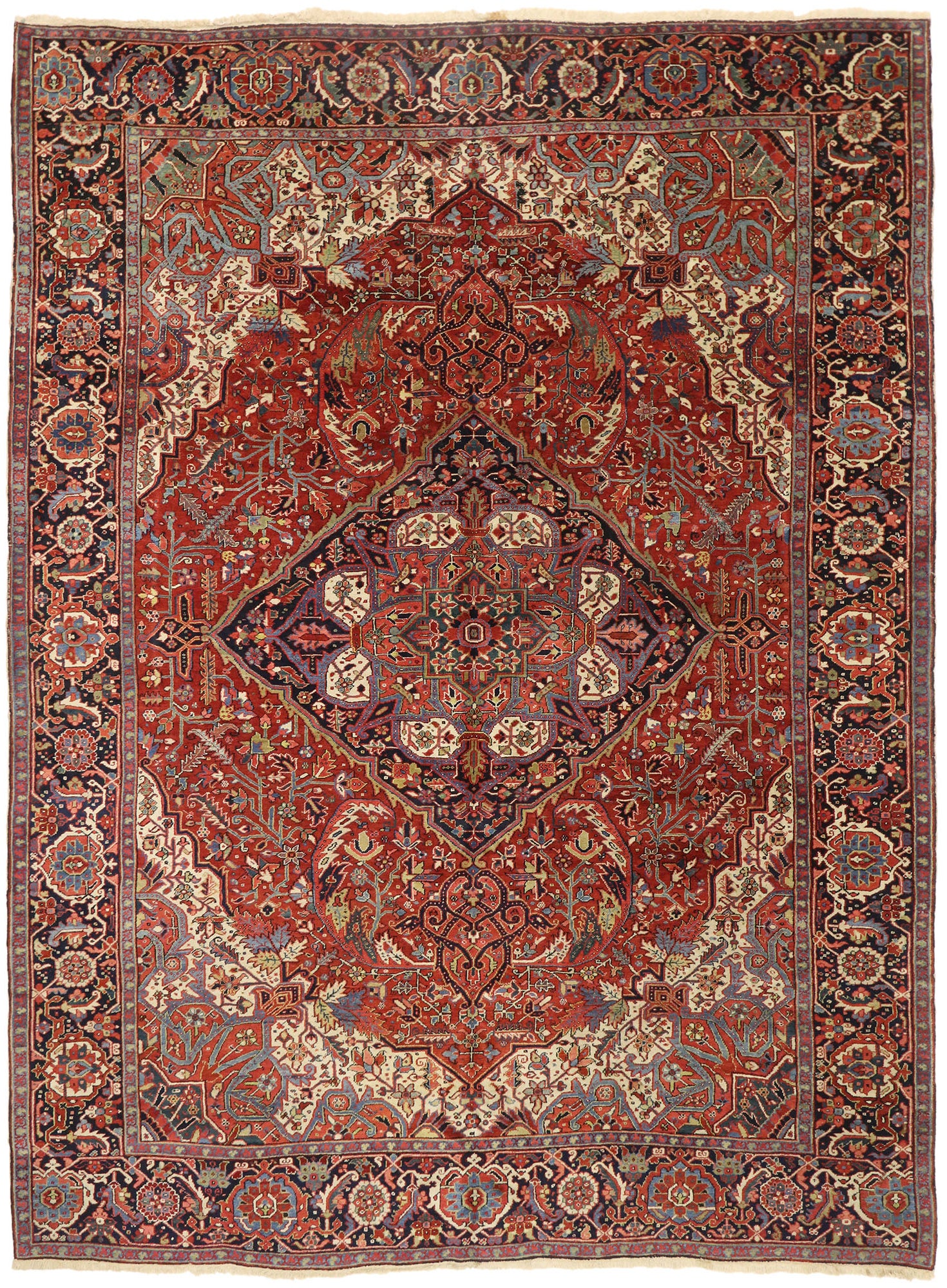 10 x 13 Antique Persian Heriz Rug 77040