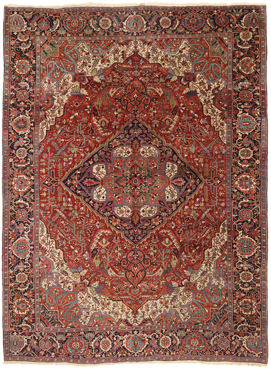 10 x 13 Antique Persian Heriz Rug 77040