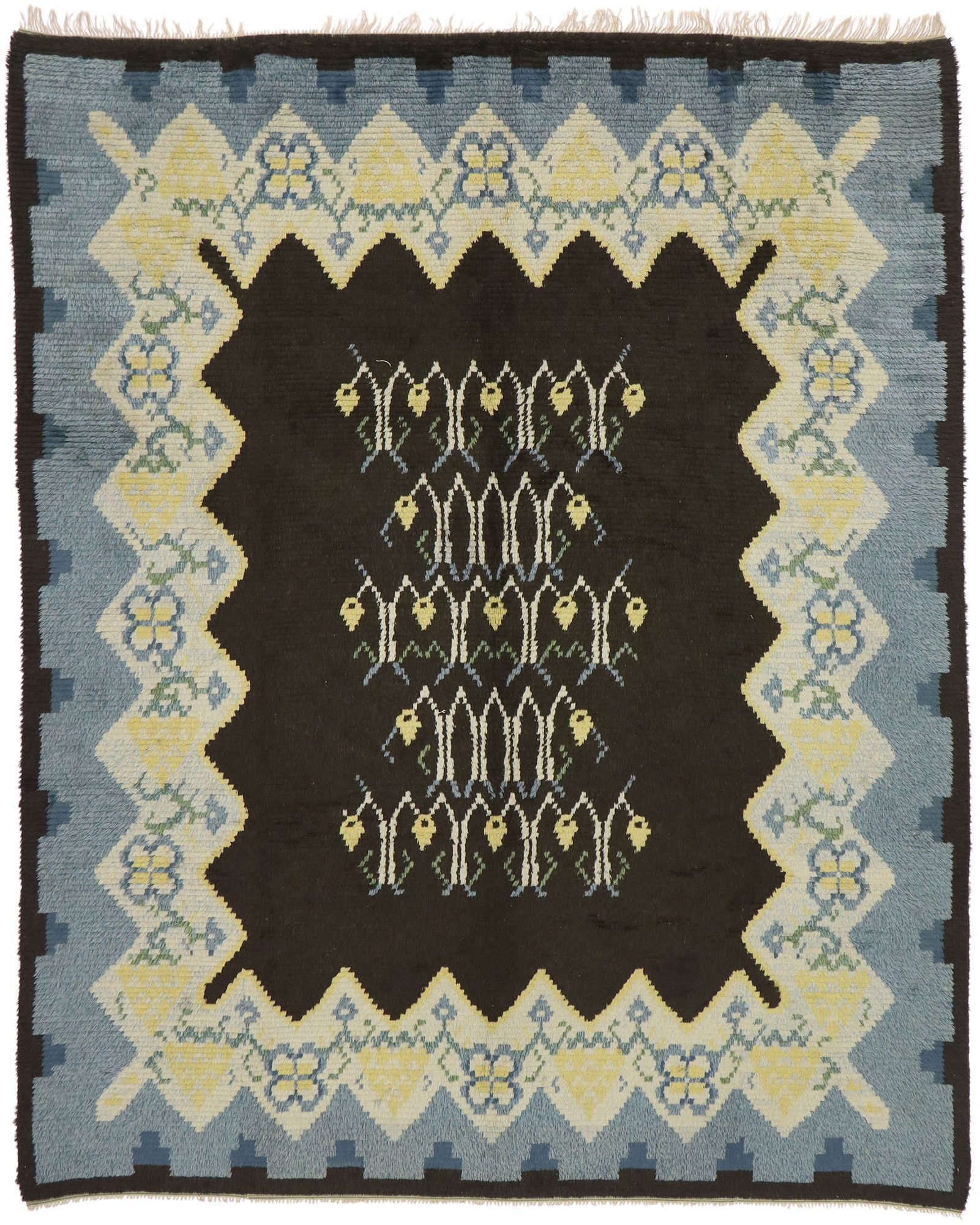 Kalevala Rya Rug 8 x 10 Vintage Swedish Rya Rug 77043 – Esmaili Rugs