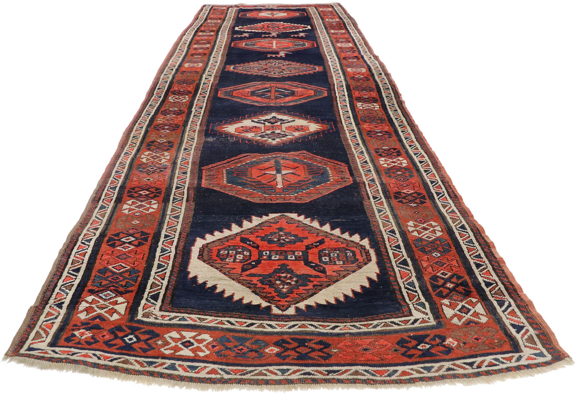 4 x 14 Antique Kazak Rug 77057