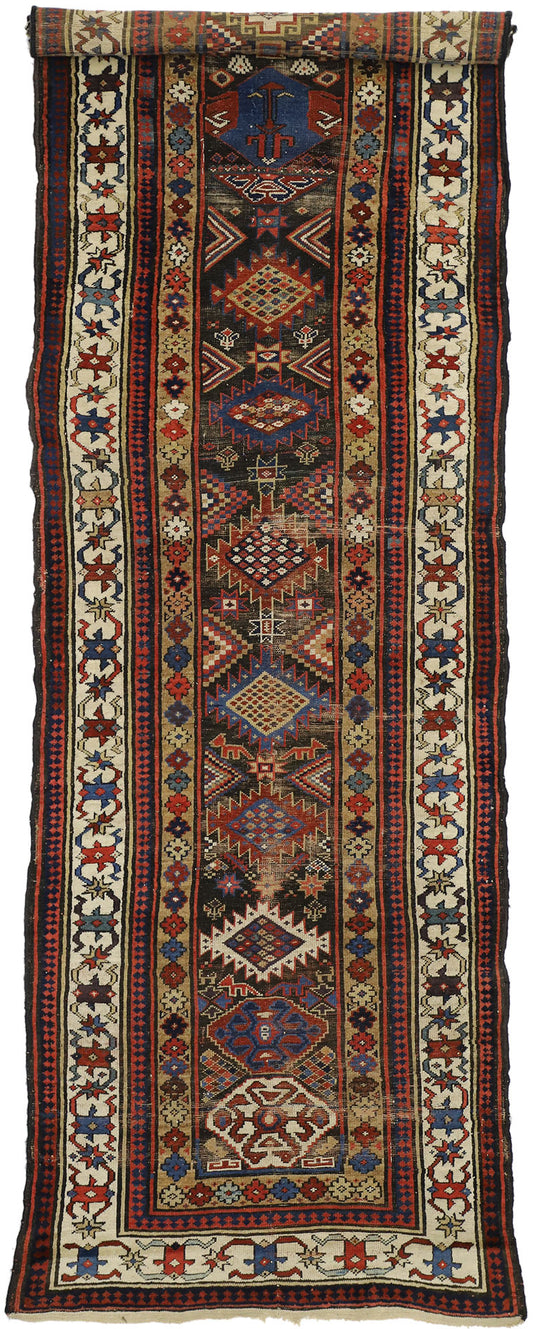 4 x 12 Antique Caucasian Kazak Rug 77059