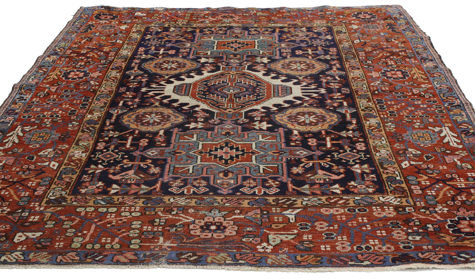 5 x 6 Antique Persian Heriz Rug 77070