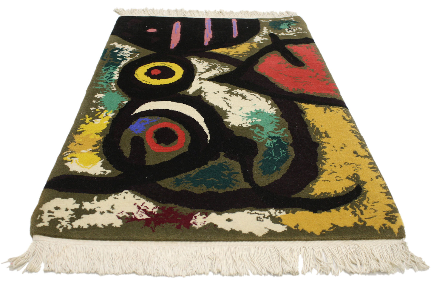 2 x 3 Vintage Joan Miro Tapestry Pictorial Rug 77095