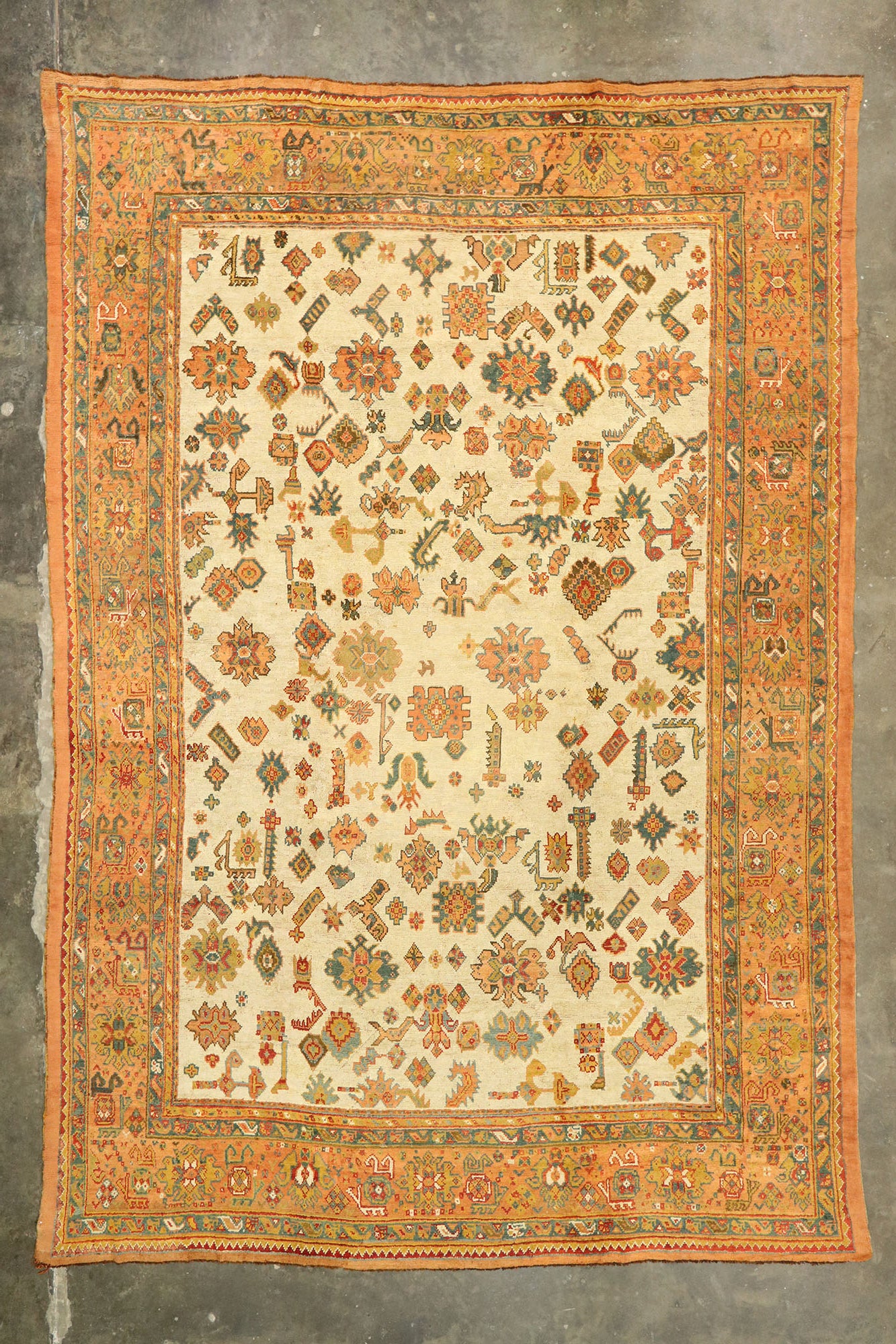 12 x 18 Antique Turkish Oushak Rug 77106
