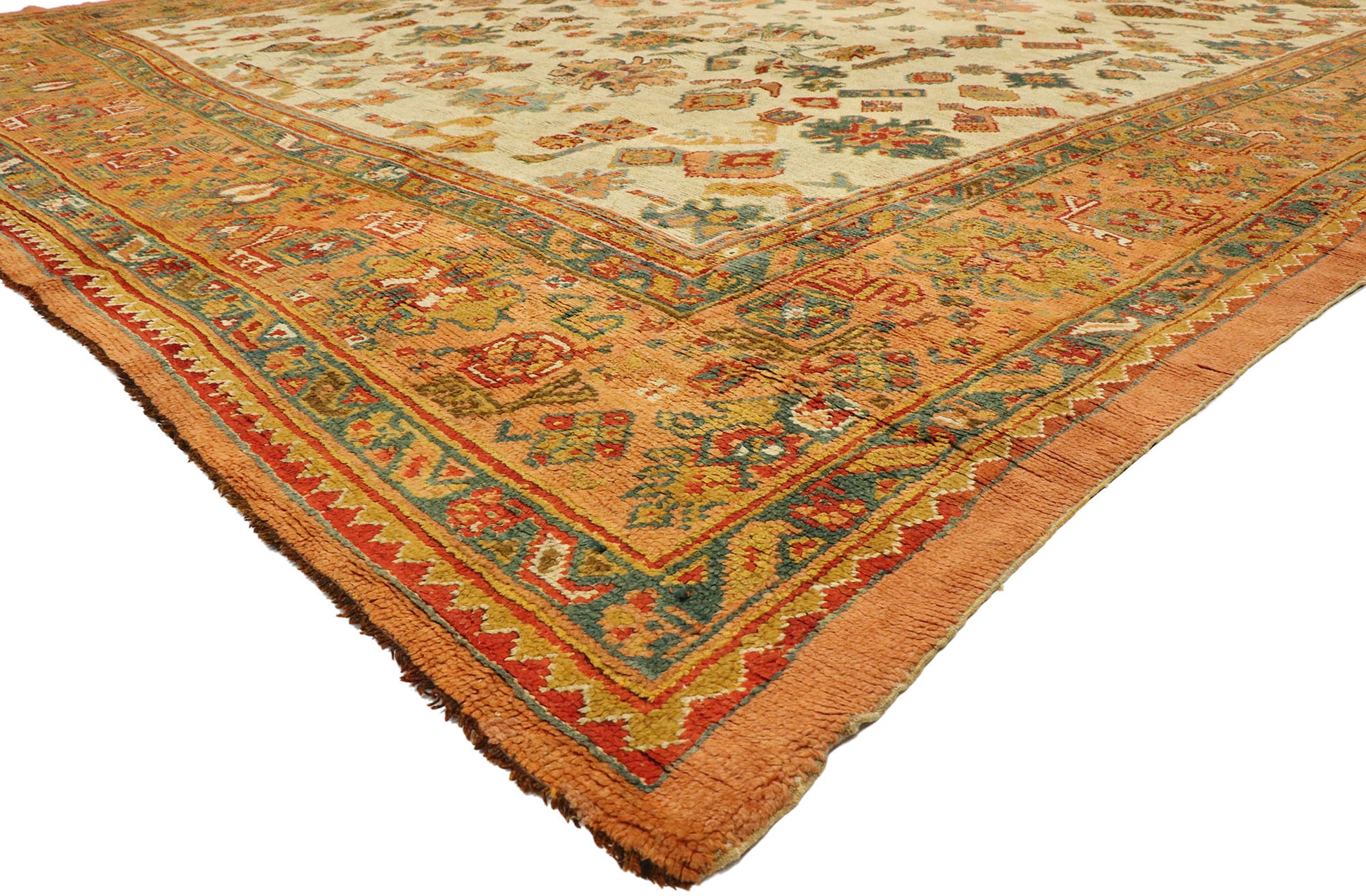 12 x 18 Antique Turkish Oushak Rug 77106