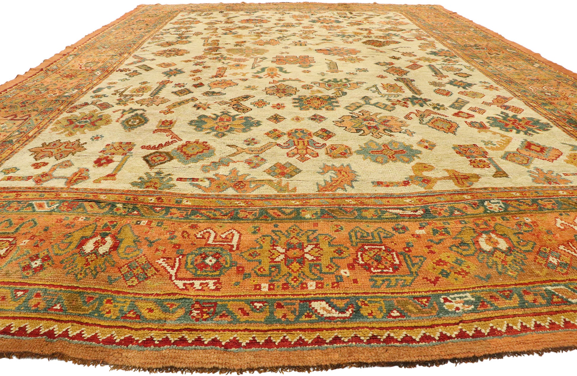 12 x 18 Antique Turkish Oushak Rug 77106