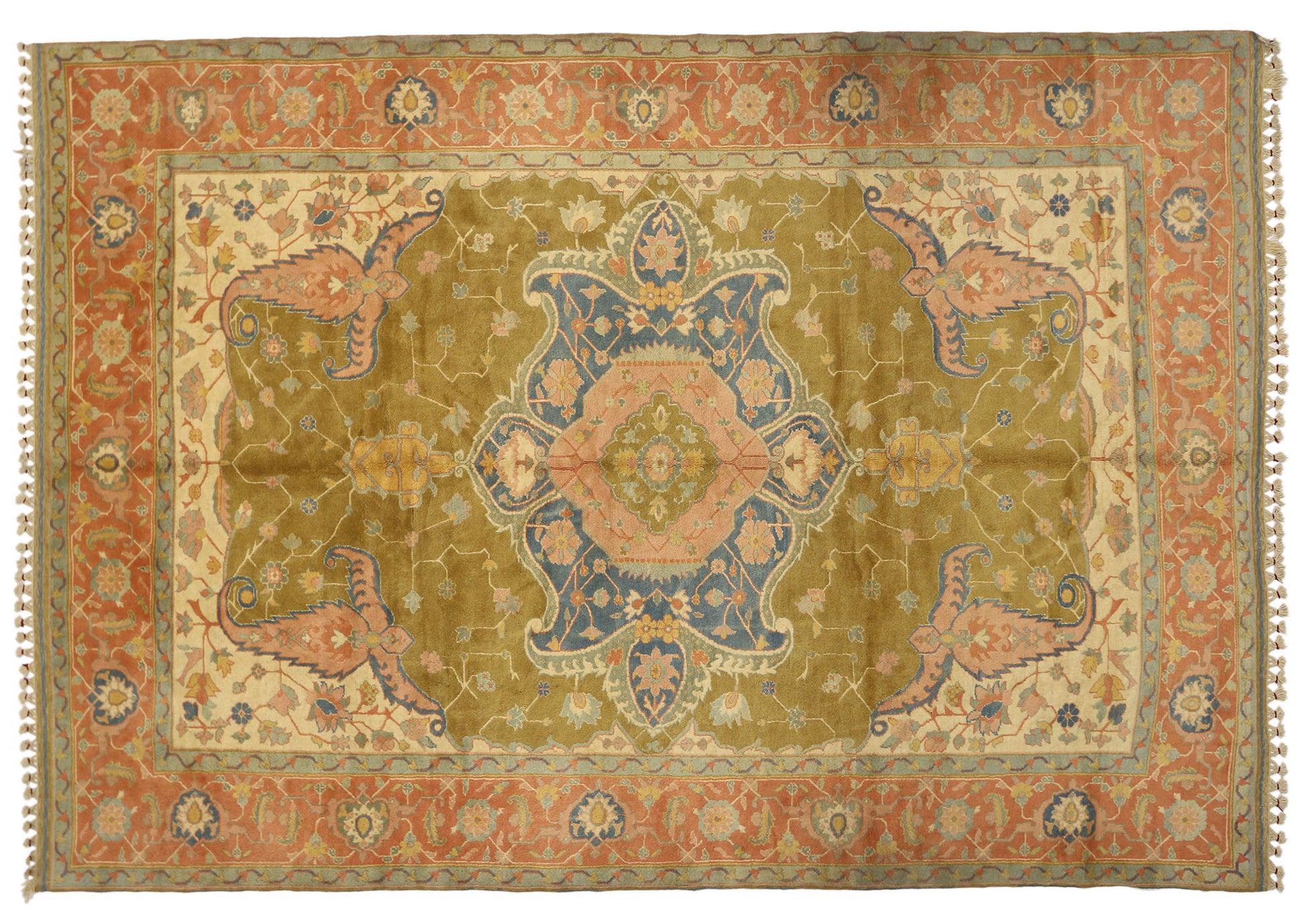 9 x 13 Vintage Turkish Oushak Rug 77127