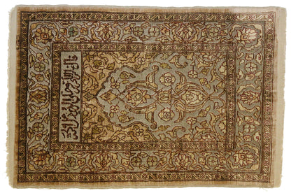 1 x 2 Antique Turkish Silk Hereke Rug 77154