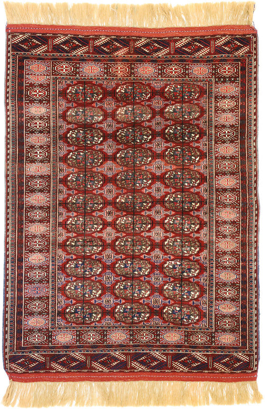 4 x 6 Vintage Turkmenistan Tekke Rug 77157
