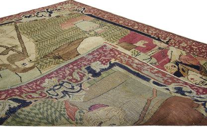 3 x 4 Antique Persian Kerman Pictorial Rug 77161