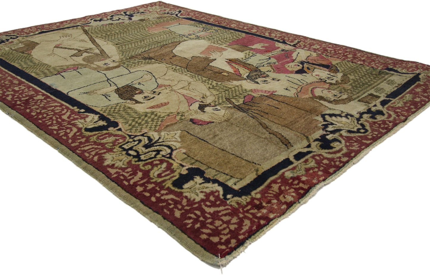 3 x 4 Antique Persian Kerman Pictorial Rug 77161