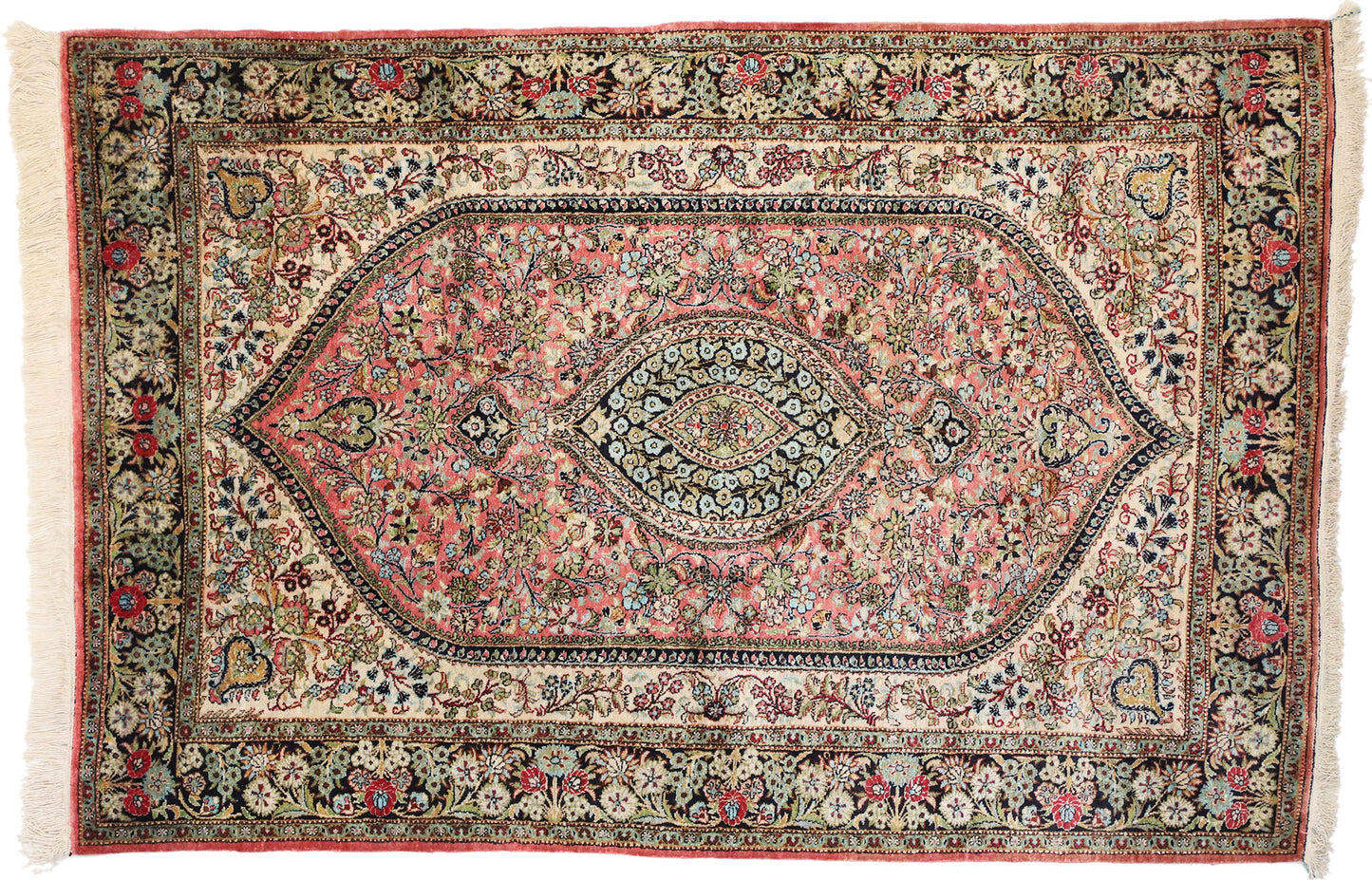 4 x 6 Vintage Persian Silk Qum Rug 77197