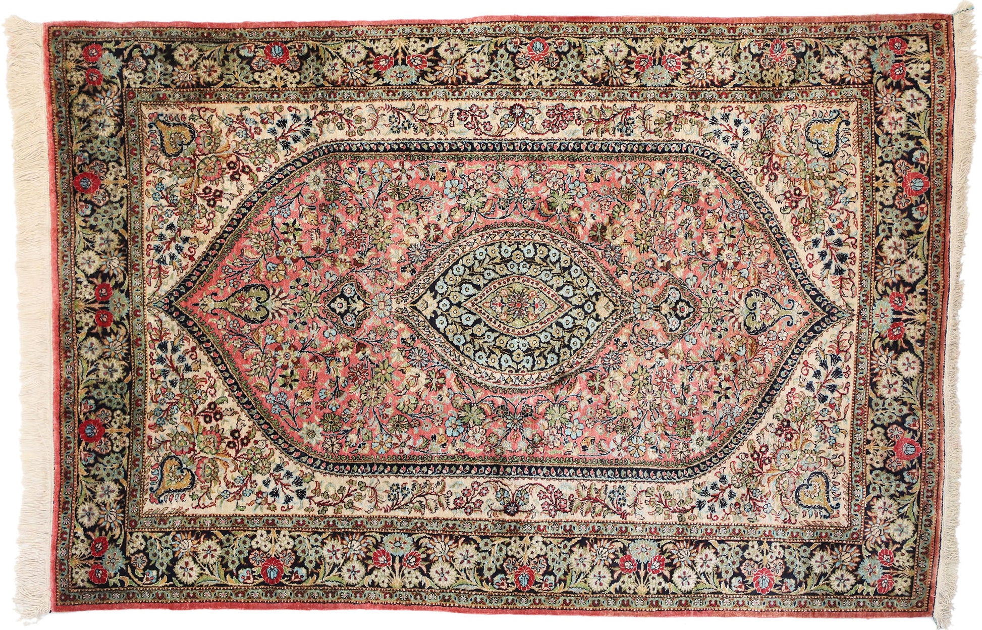 4 x 6 Vintage Persian Silk Qum Rug 77197