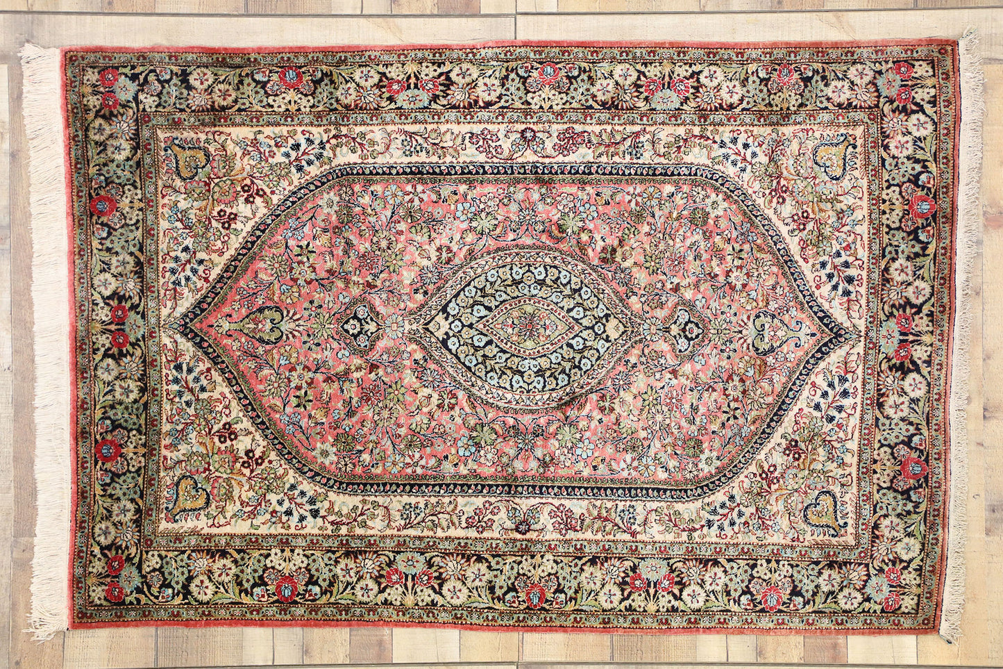 4 x 6 Vintage Persian Silk Qum Rug 77197