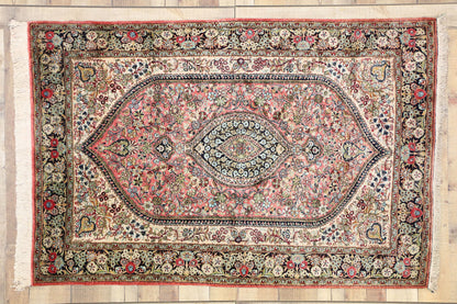4 x 6 Vintage Persian Silk Qum Rug 77197