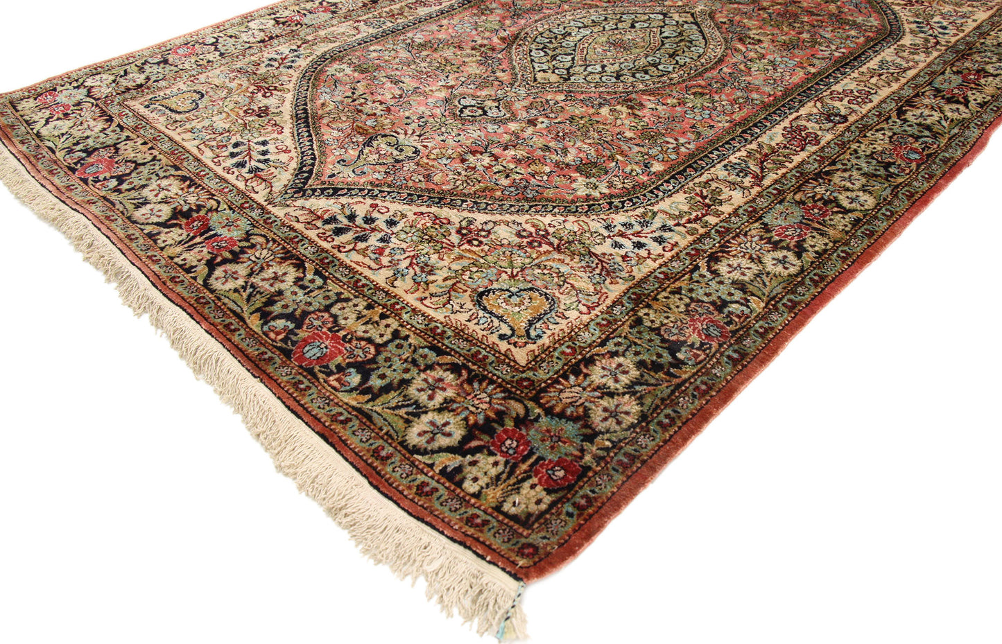 4 x 6 Vintage Persian Silk Qum Rug 77197