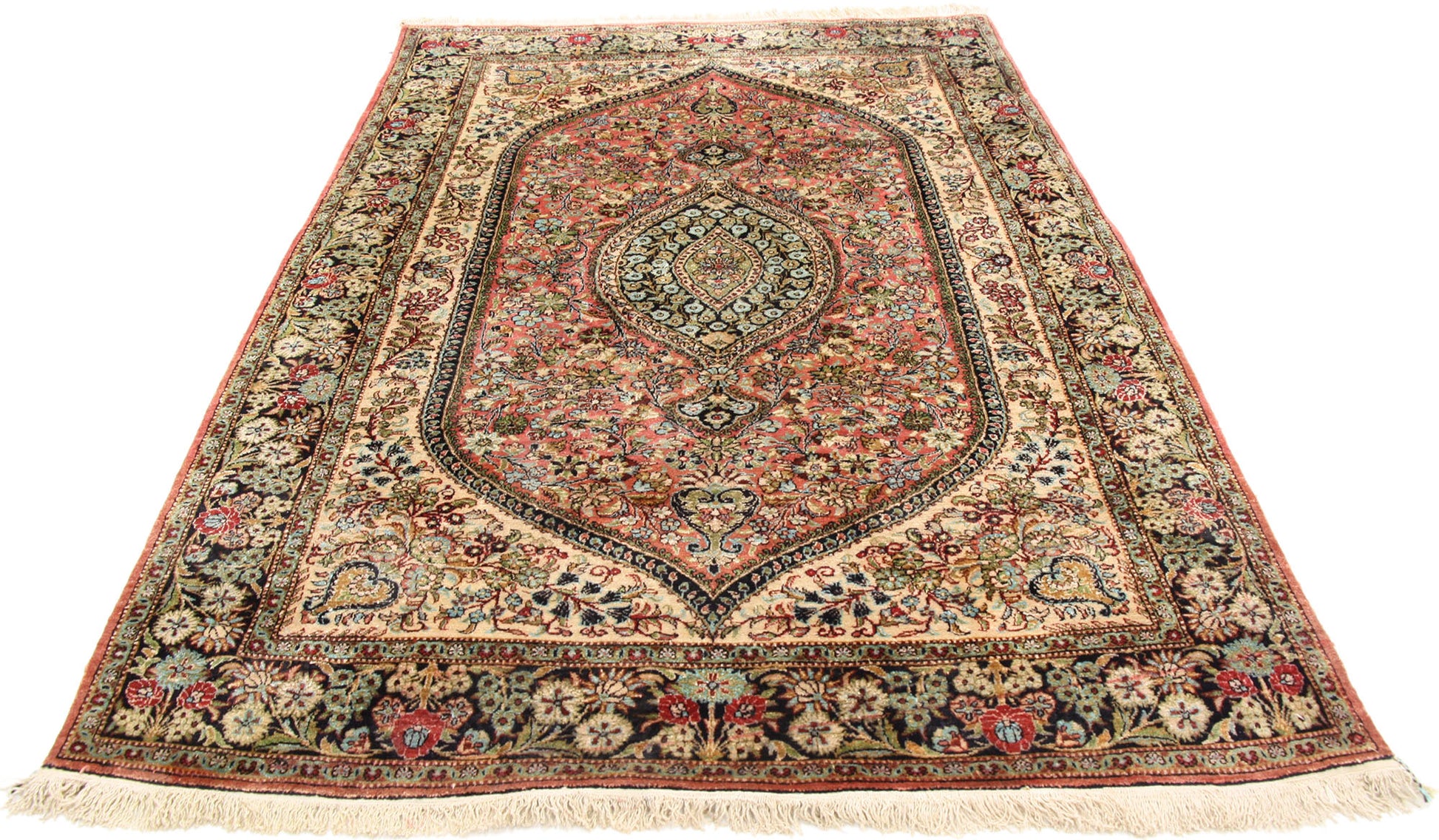4 x 6 Vintage Persian Silk Qum Rug 77197
