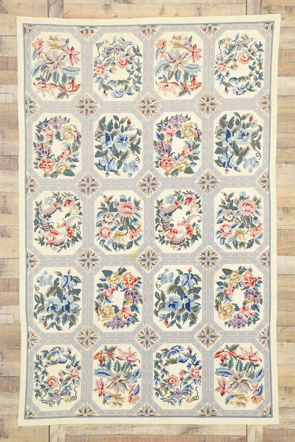 5 x 8 Vintage Floral Needlepoint Rug 77206