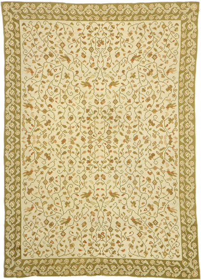 8 x 11 Antique Portuguese Needlepoint Arraiolos Rug 77210