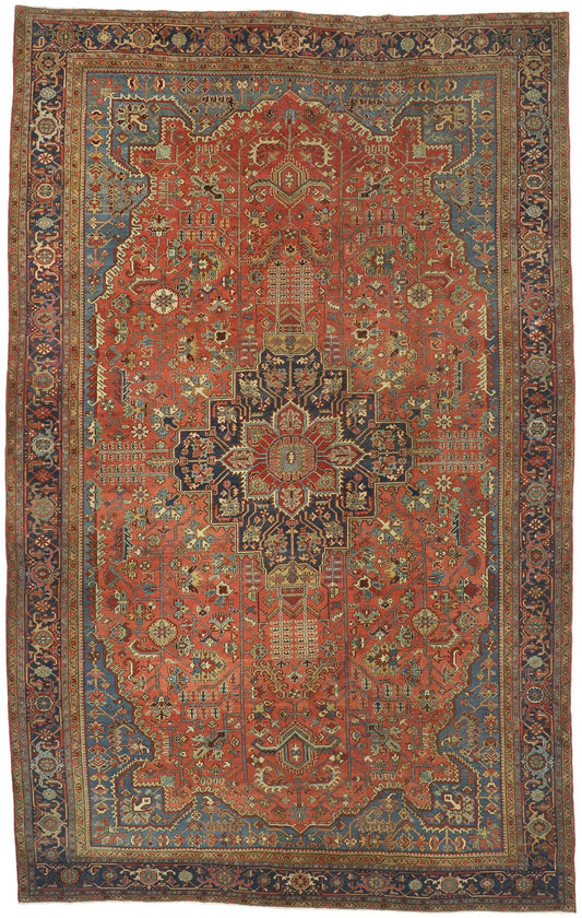 12 x 19 Antique Persian Serapi Rug 77219
