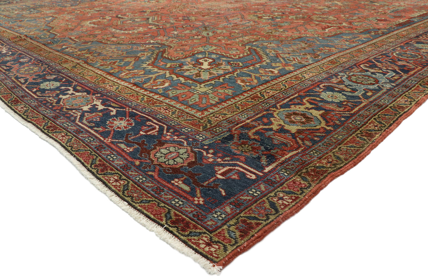12 x 19 Antique Persian Serapi Rug 77219