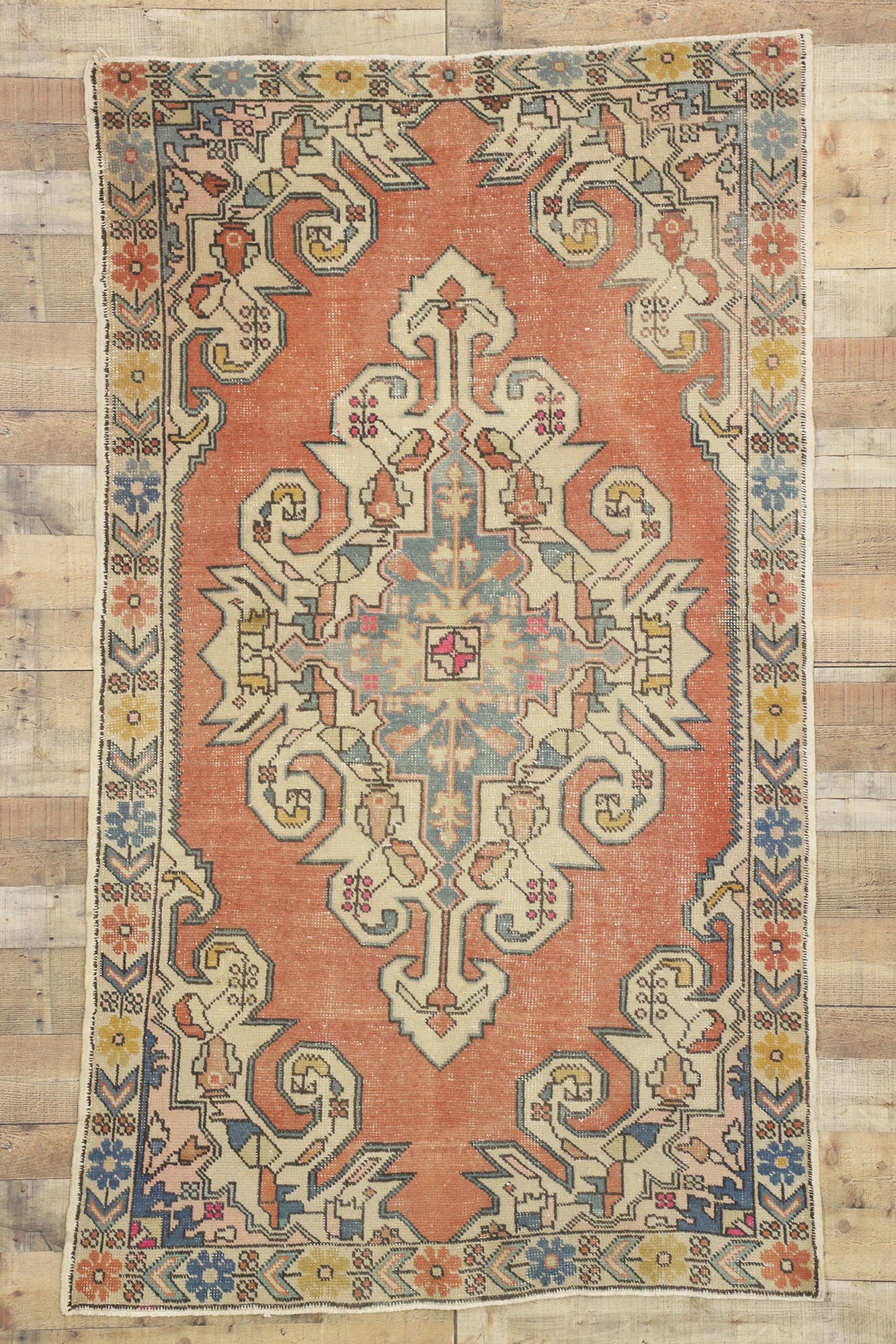 4 x 8 Vintage Turkish Oushak Rug 77222