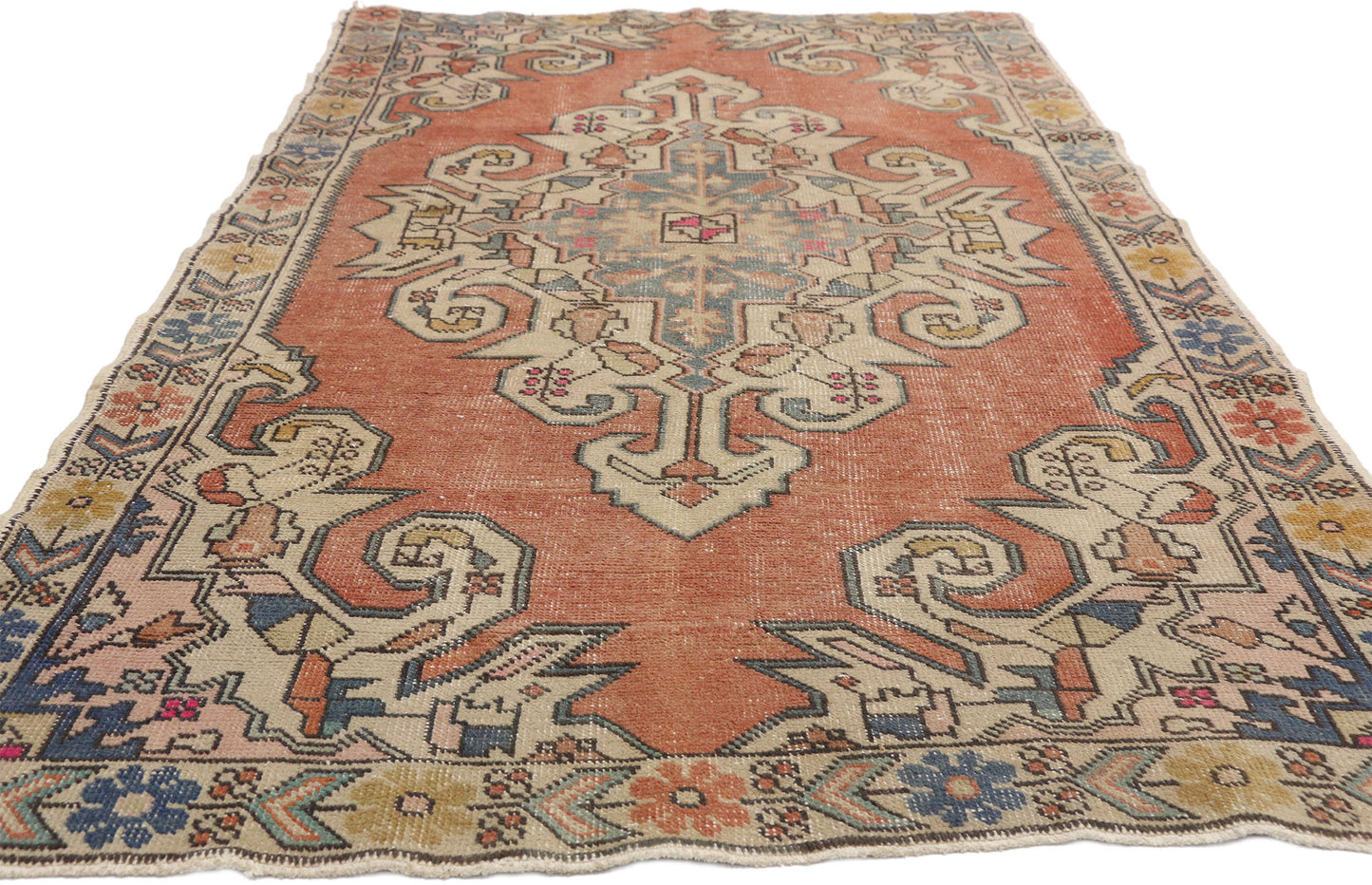 4 x 8 Vintage Turkish Oushak Rug 77222