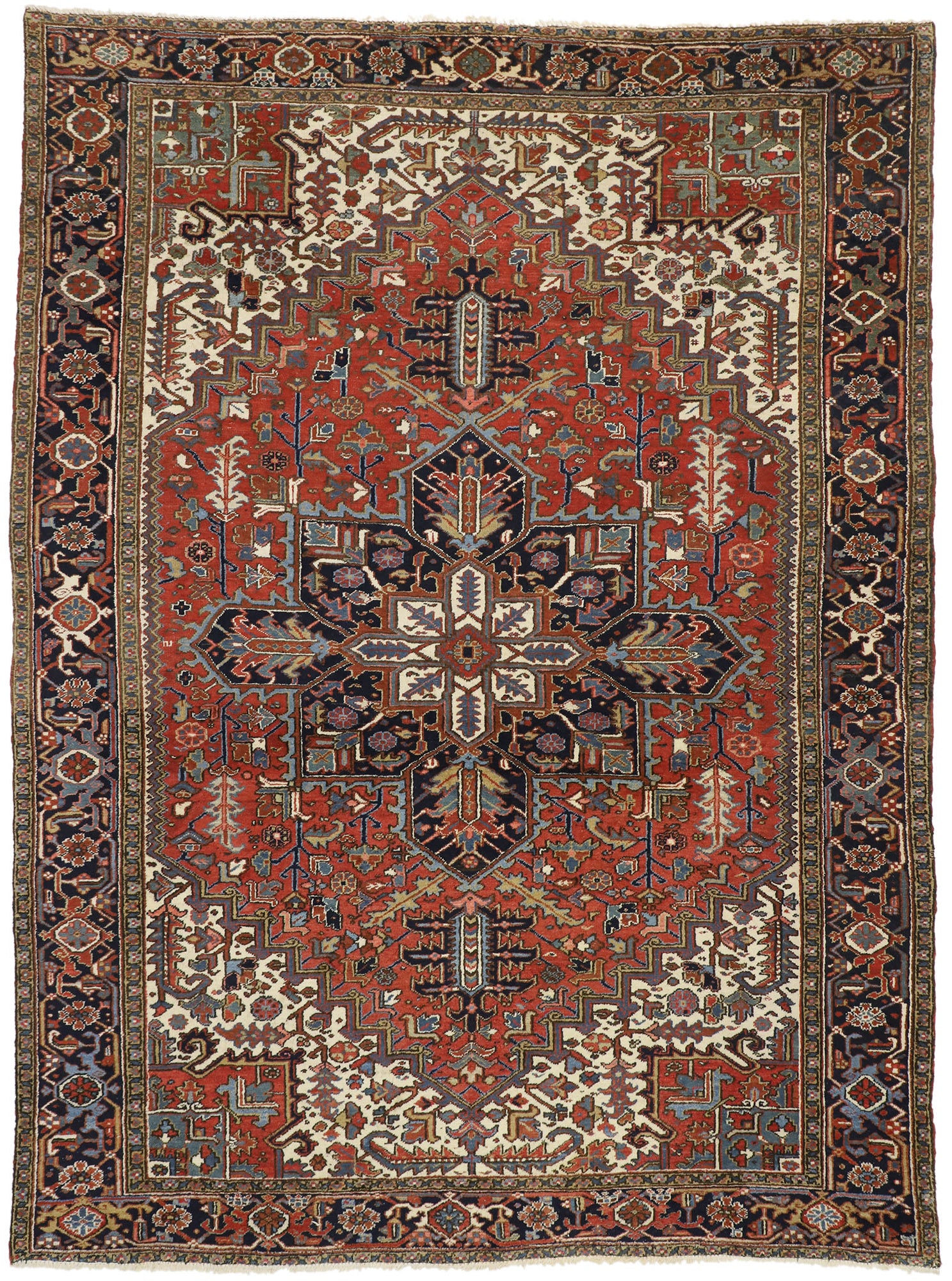 9 x 12 Antique Persian Heriz Rug 77228