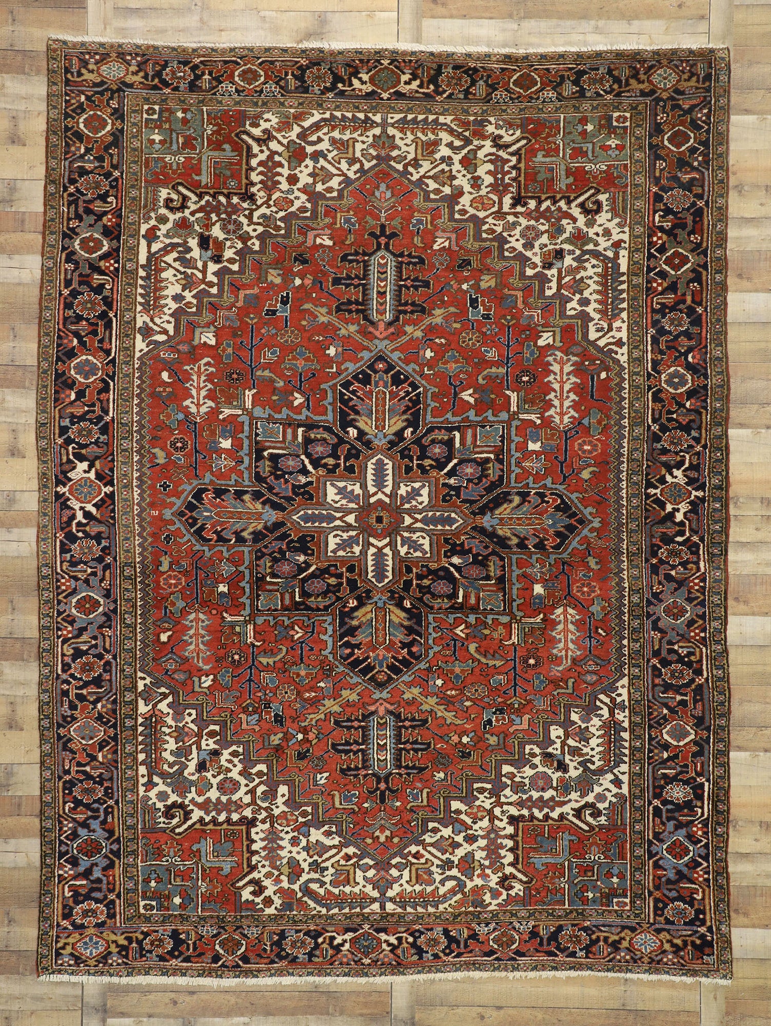9 x 12 Antique Persian Heriz Rug 77228