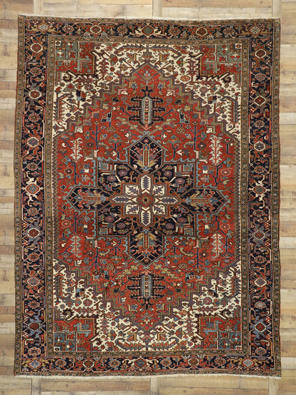9 x 12 Antique Persian Heriz Rug 77228