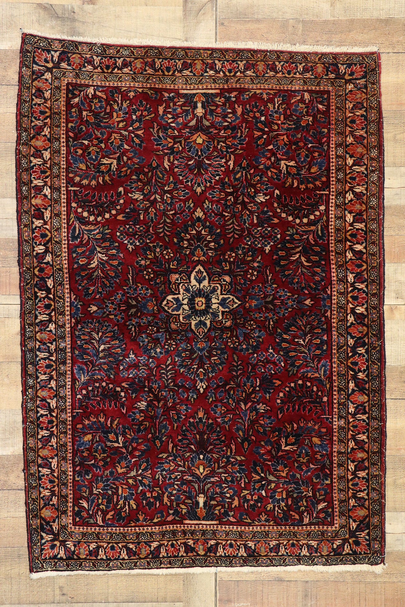 4 x 5 Antique Persian Sarouk Rug 77235