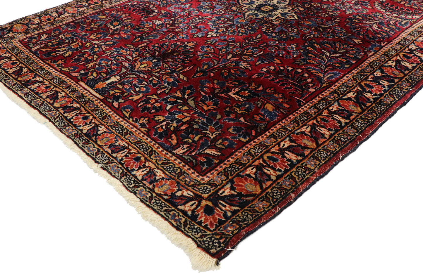4 x 5 Antique Persian Sarouk Rug 77235