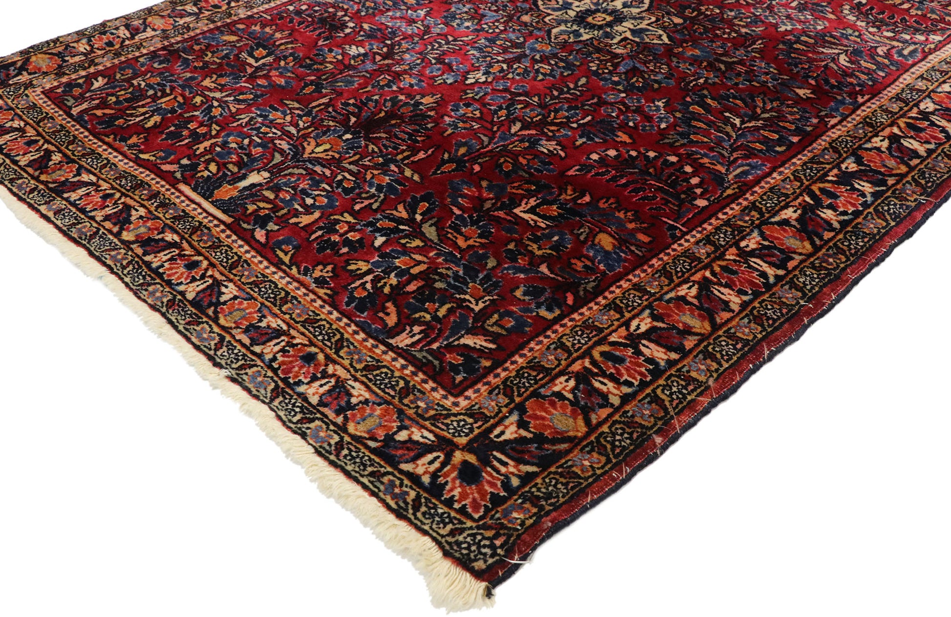 4 x 5 Antique Persian Sarouk Rug 77235
