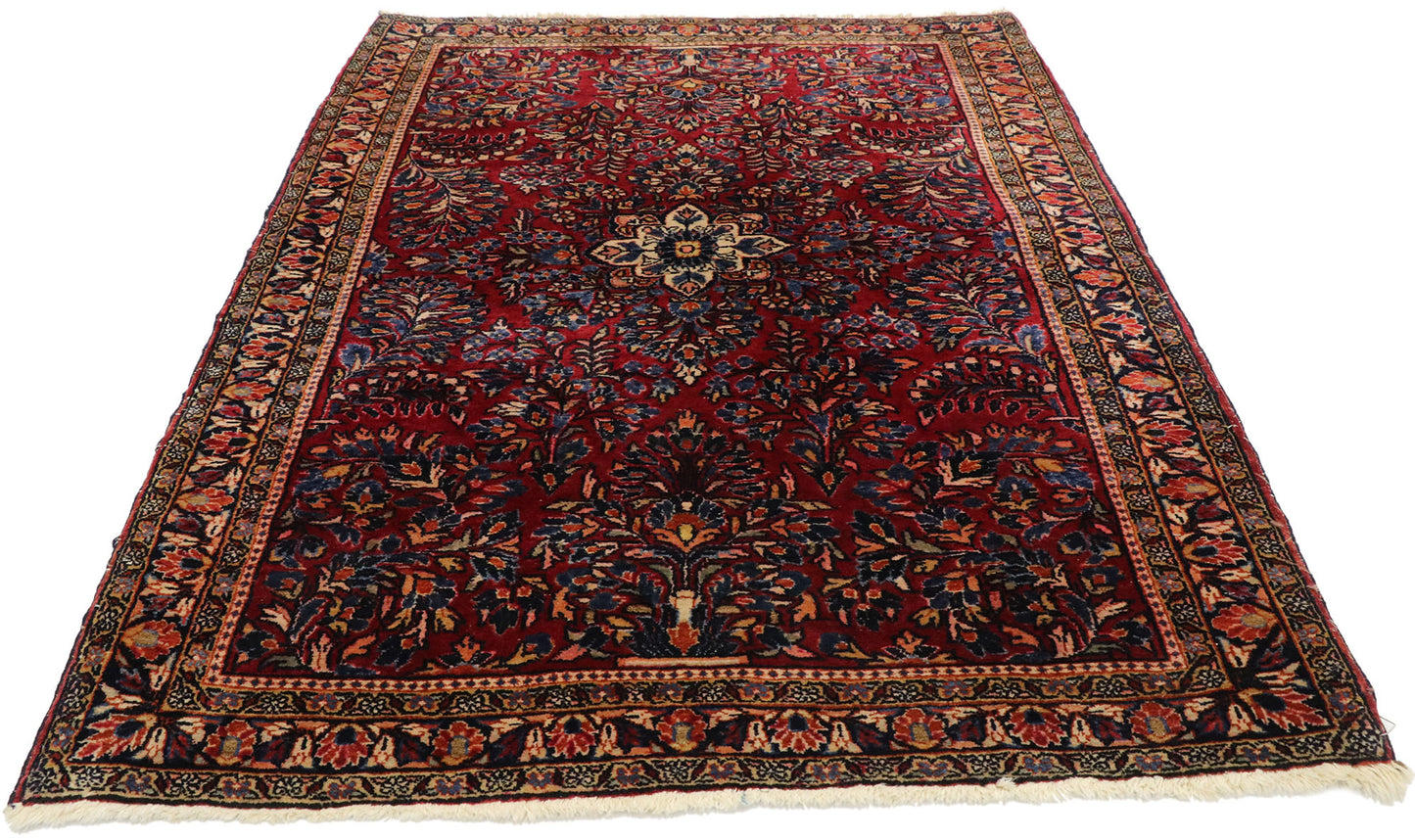 4 x 5 Antique Persian Sarouk Rug 77235