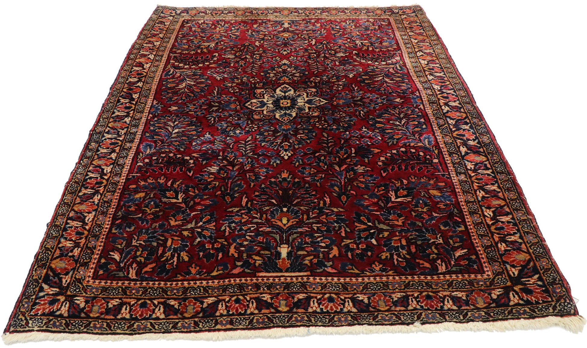 4 x 5 Antique Persian Sarouk Rug 77235