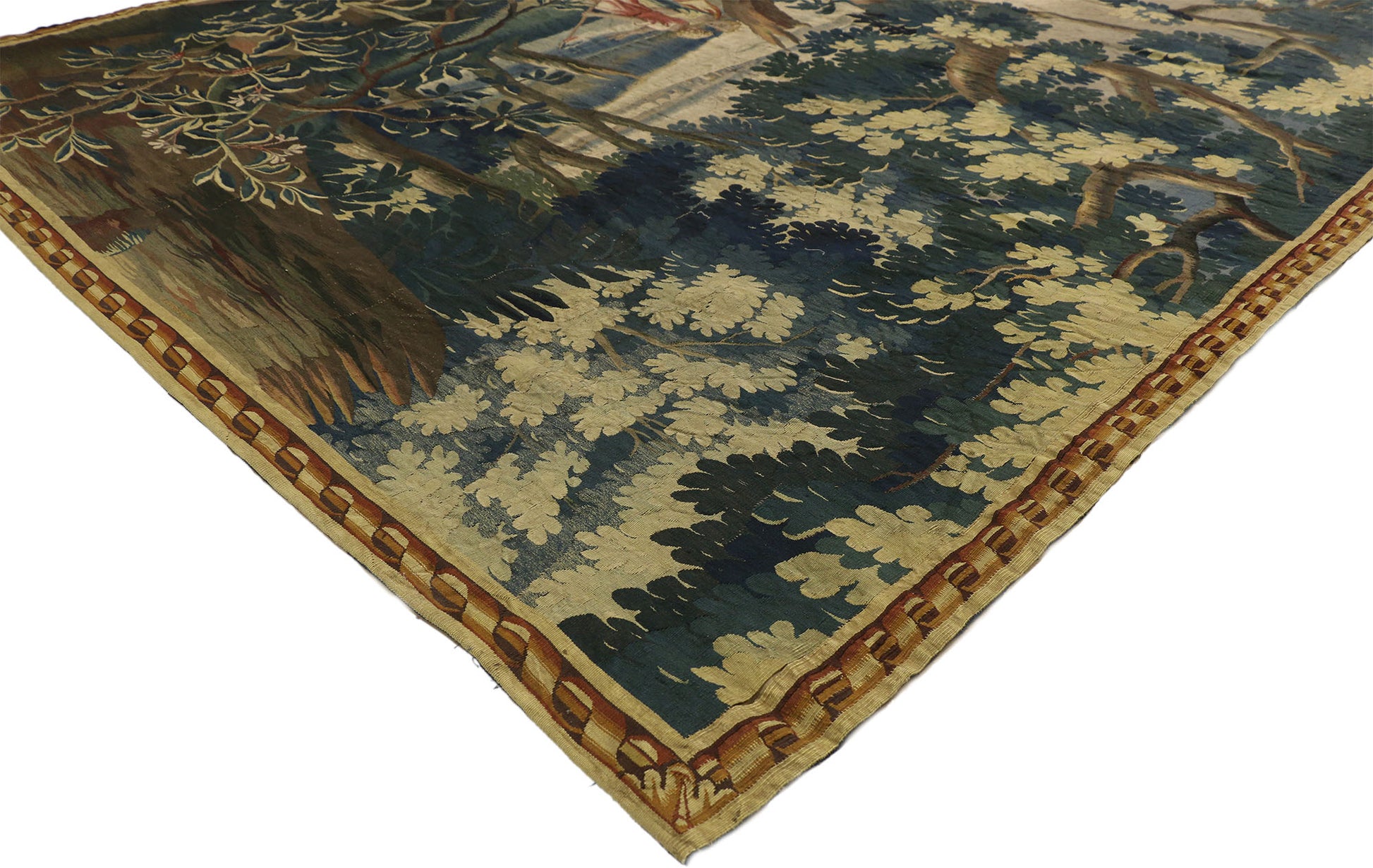 7 x 15 Antique French Verdure Tapestry 77237