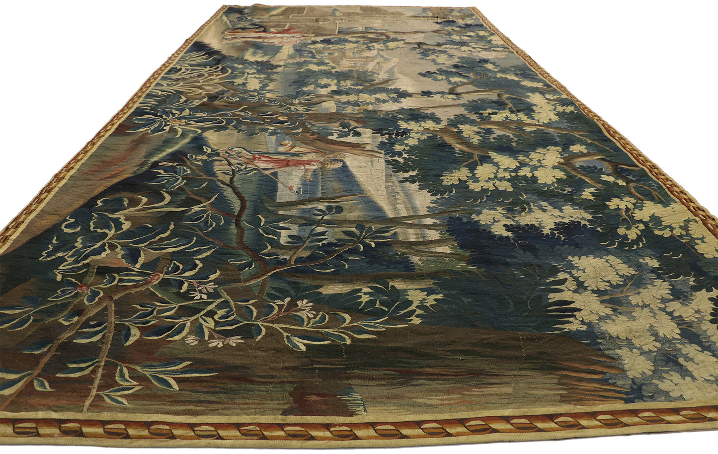 7 x 15 Antique French Verdure Tapestry 77237