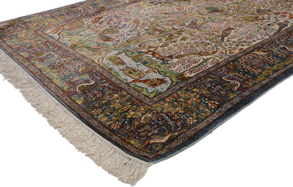 4 x 6 Vintage Turkish Silk Hereke Prayer Rug 77259