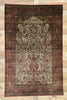 4 x 7 Antique Silk Kashan Vase Prayer Rug 77269