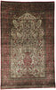 4 x 7 Antique Silk Kashan Vase Prayer Rug 77269