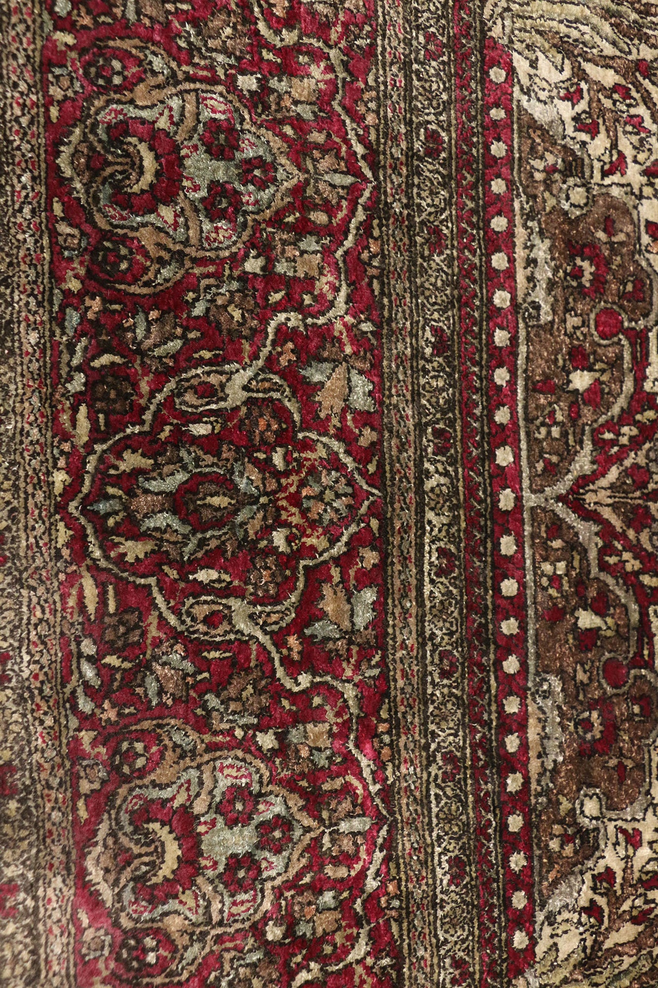 4 x 7 Antique Silk Kashan Vase Prayer Rug 77269