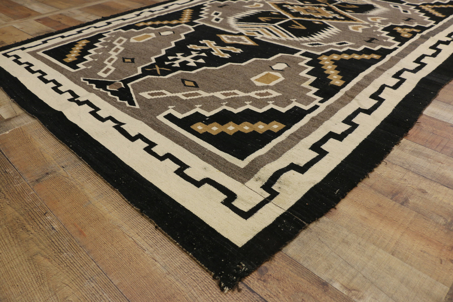 6 x 10 Antique Two Grey Hills Navajo Rug 77275