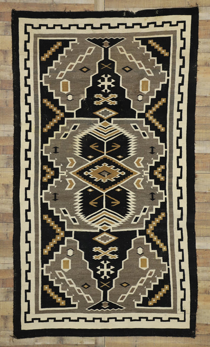 6 x 10 Antique Two Grey Hills Navajo Rug 77275