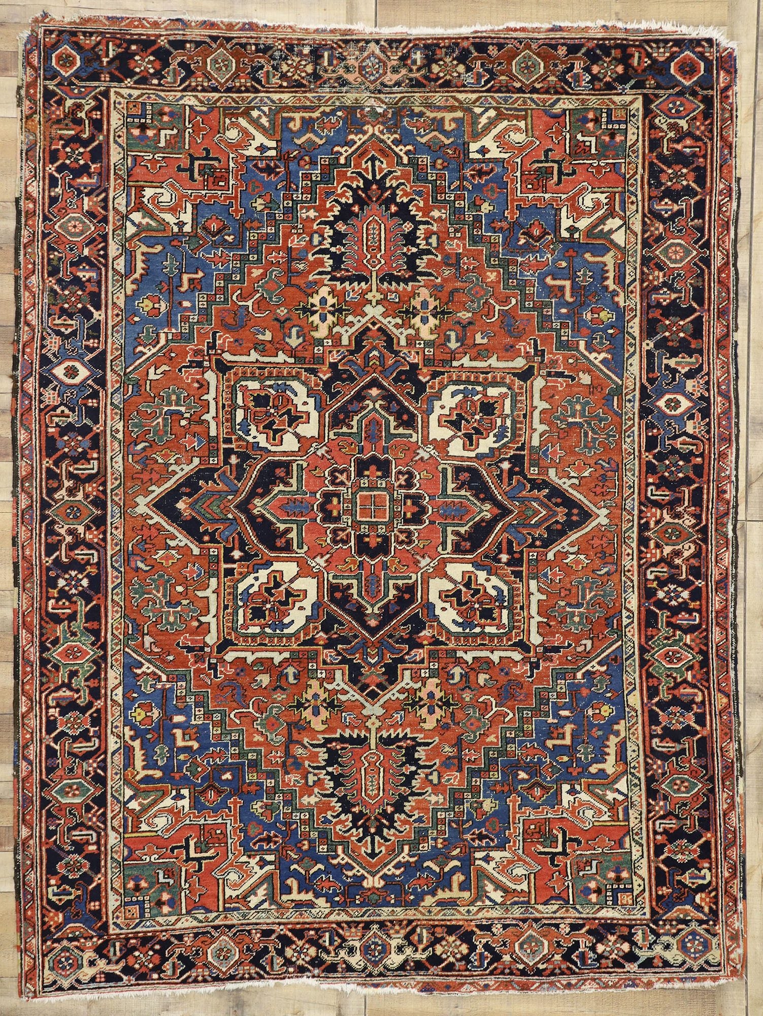 8 x 10 Antique Persian Heriz Rug 77276